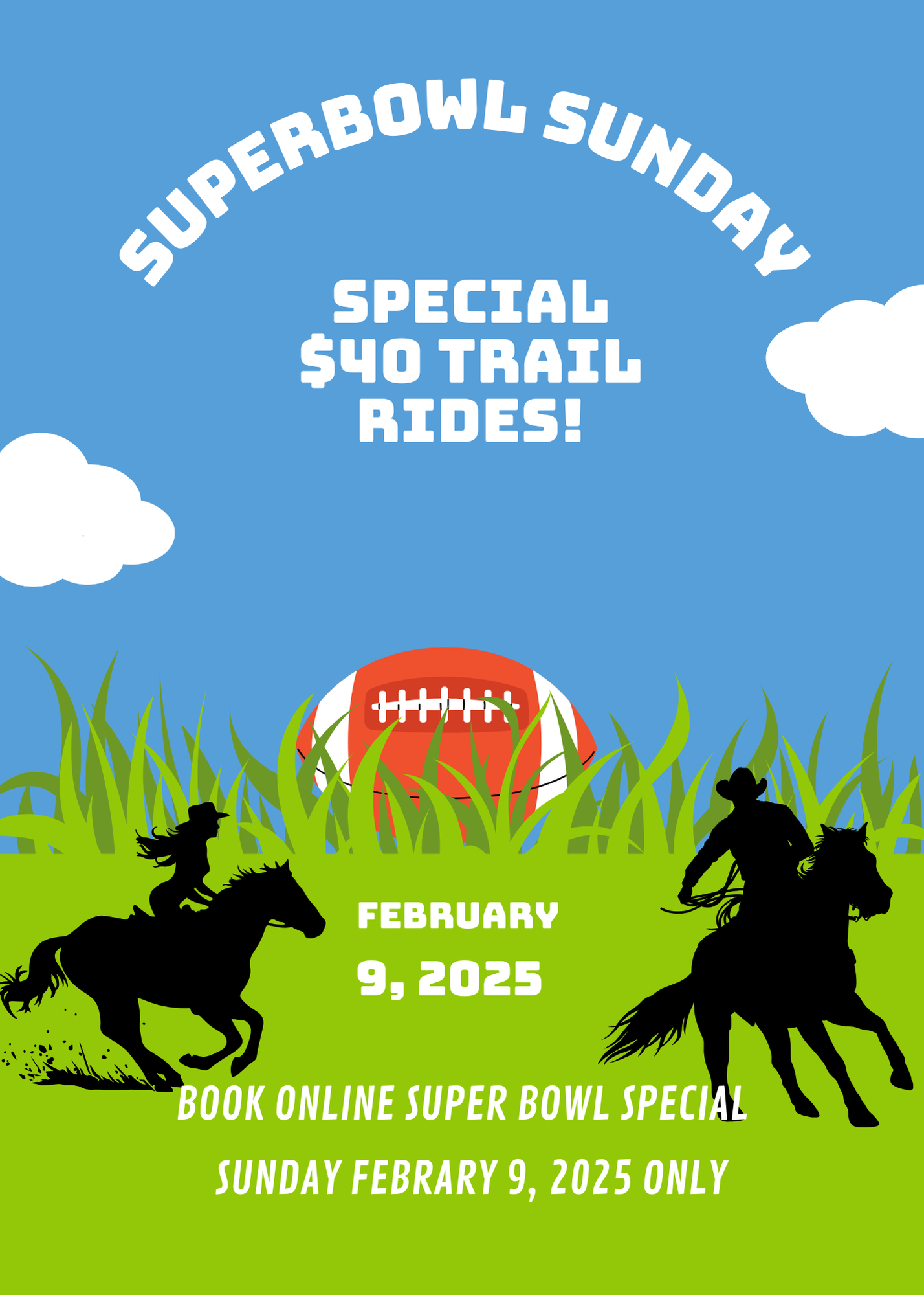 Super Bowl Sunday Special - 45 Minute Trail Ride $40